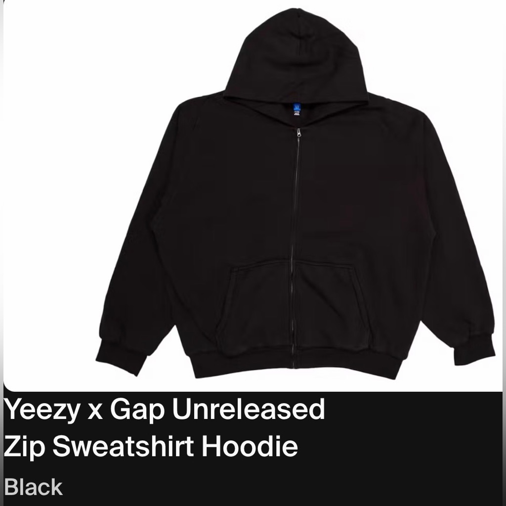 Yeezy Gap Engineered By Balenciaga Zip Up Hoodie Jacket, Oversized Fit, Blk, Xl